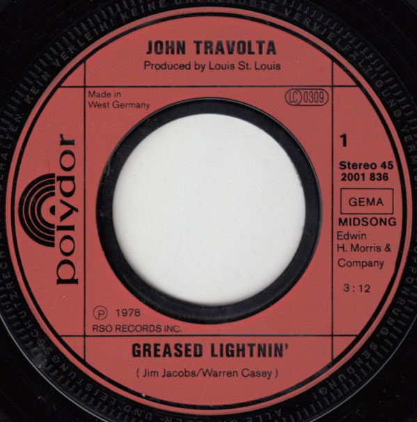 John Travolta : Greased Lightnin' (7", Single)