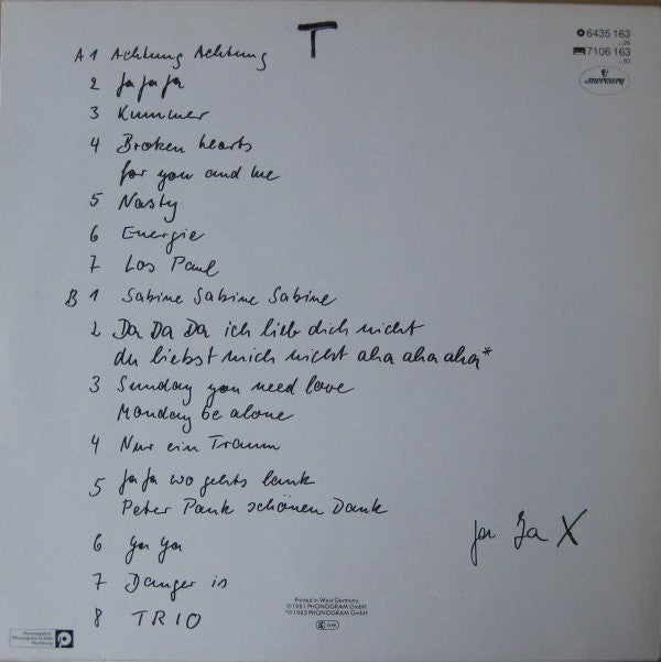 Trio : Trio (LP, Album, RE)