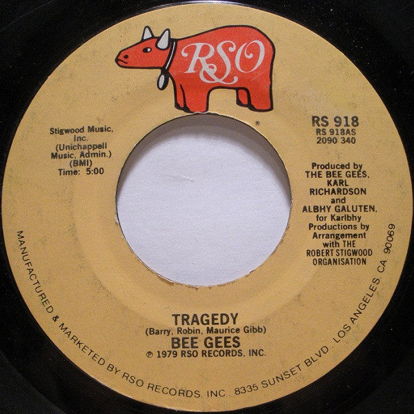 Bee Gees : Tragedy (7", Single, Styrene, PRC)