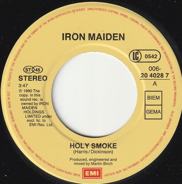 Iron Maiden : Holy Smoke (7", Single)