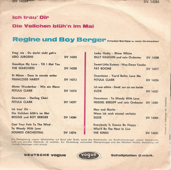 Regine Und Boy* : Ich Trau' Dir (7", Single)