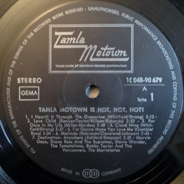 Various : Tamla Motown Is Hot, Hot, Hot! (LP, Comp, RE)