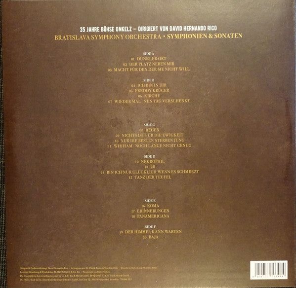 Bratislava Symphony Orchestra : Böhse Onkelz · Symphonien & Sonaten (35 Jahre Böhse Onkelz) (3xLP, Album, RE)