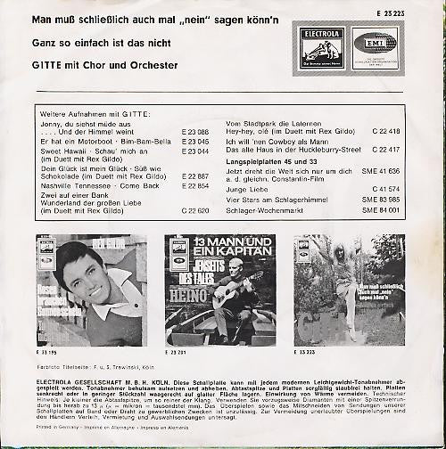 Gitte* : Man Muß Schließlich Auch Mal „Nein" Sagen Könn'n (7", Single)