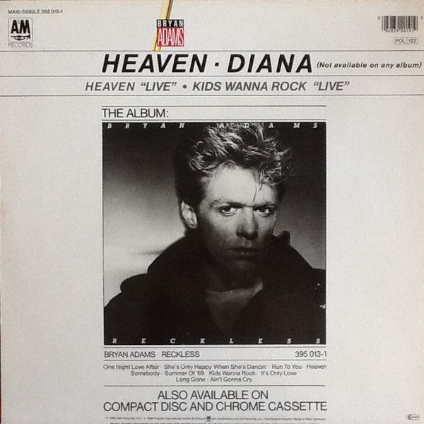 Bryan Adams : Heaven (12", Maxi)