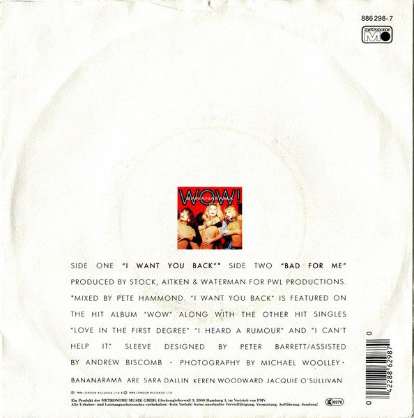 Bananarama : I Want You Back (7", Single)