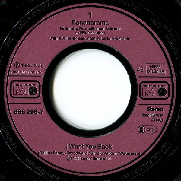 Bananarama : I Want You Back (7", Single)