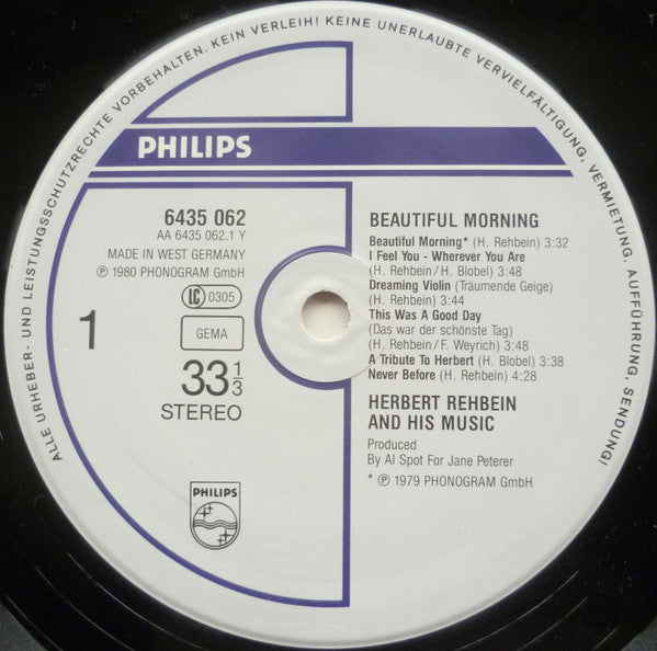 Herbert Rehbein And His Music* : Beautiful Morning (LP, Album, RE)
