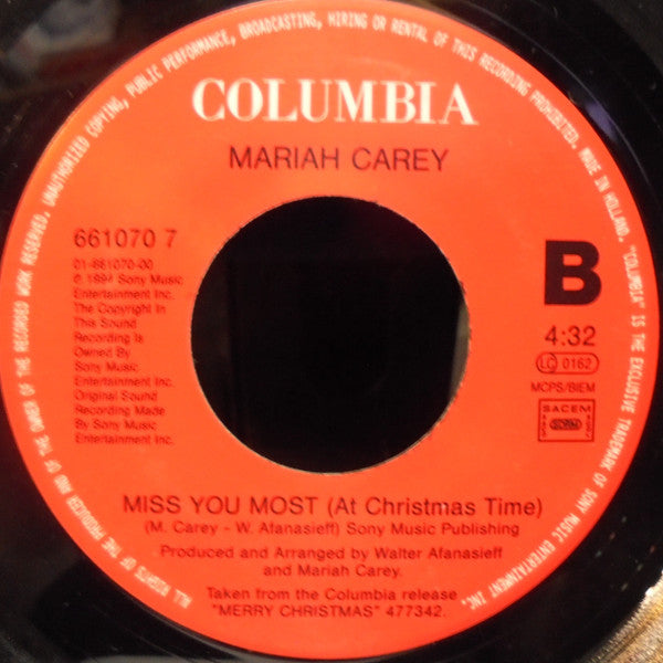 Mariah Carey : All I Want For Christmas Is You (7", Single, Jukebox)