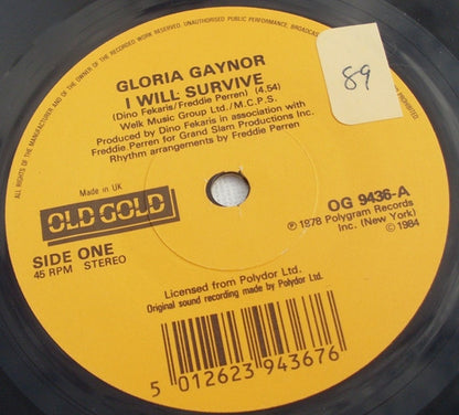 Gloria Gaynor : I Will Survive / Never Can Say Goodbye (7", Single, RE, Pic)