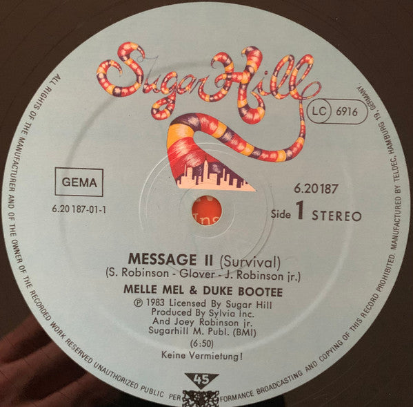 Melle Mel & Duke Bootee : Message II (Survival) (12", Single)