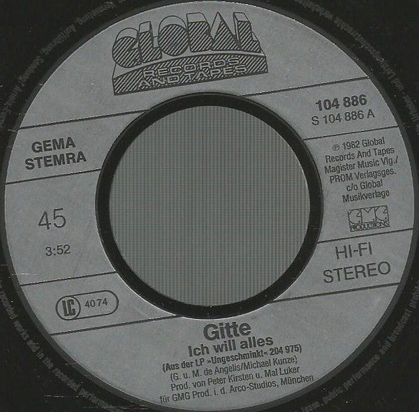 Gitte* : Ich Will Alles (7", Single)