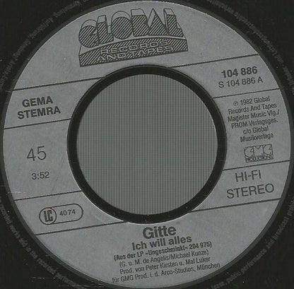 Gitte* : Ich Will Alles (7", Single)