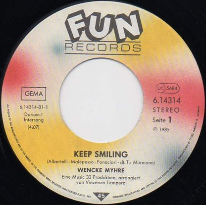 Wencke Myhre : Keep Smiling (7", Single)