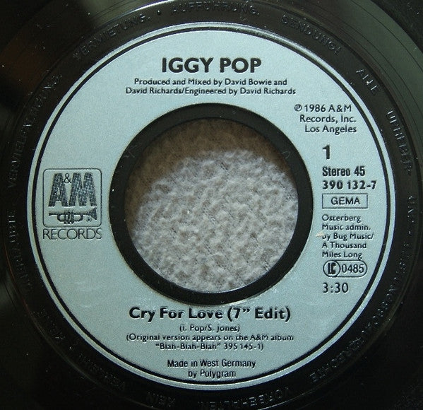 Iggy Pop : Cry For Love (7", Single)