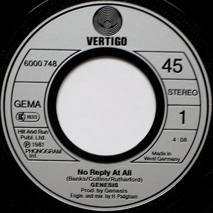 Genesis : No Reply At All (7", Single)