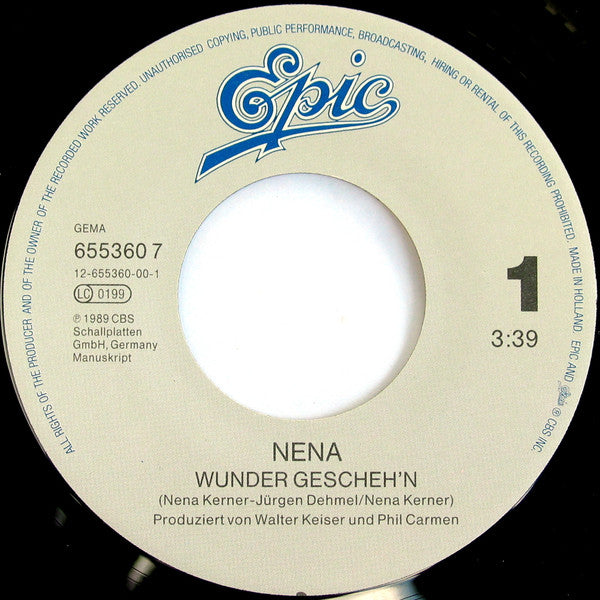 Nena (20) : Wunder Gescheh'n (7", Single)
