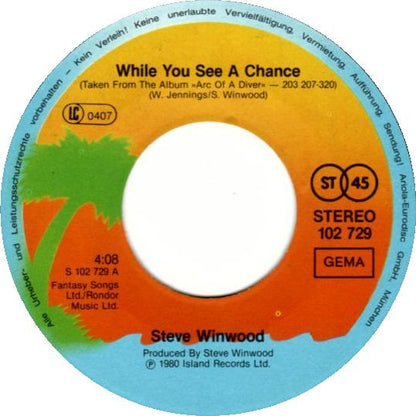 Steve Winwood : While You See A Chance (7", Single)