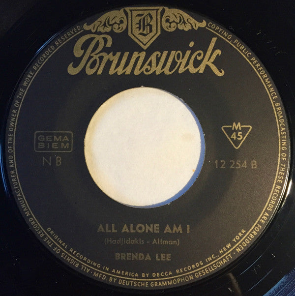 Brenda Lee : Save All Your Lovin' For Me / All Alone Am I (7", Mono)