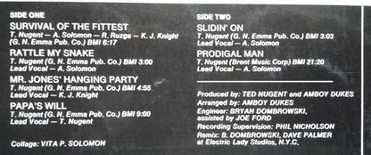 Ted Nugent : Survival Of The Fittest - Live (LP, Album, RE)