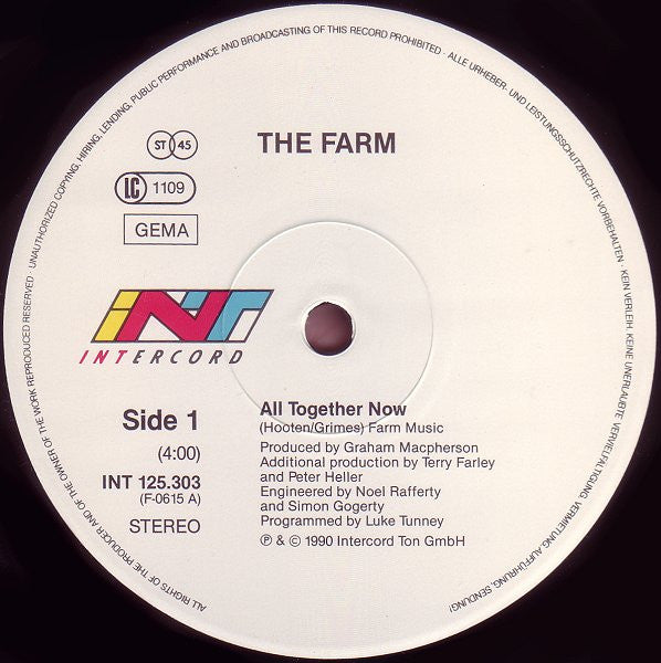 The Farm : All Together Now (12", Maxi)