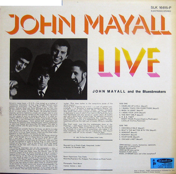John Mayall : John Mayall Live (LP, Album, RE)