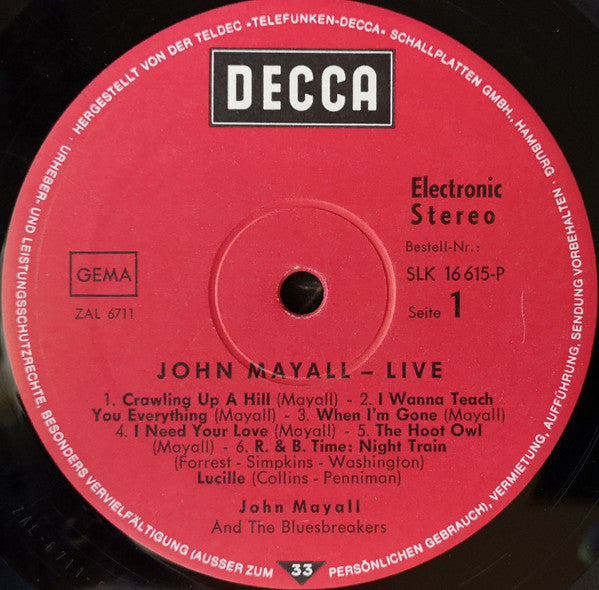 John Mayall : John Mayall Live (LP, Album, RE)