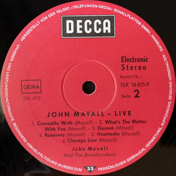 John Mayall : John Mayall Live (LP, Album, RE)