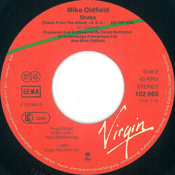 Mike Oldfield : Wonderful Land (7", Single)