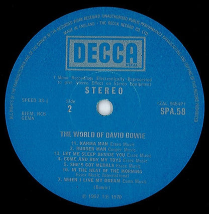 David Bowie : The World Of David Bowie (LP, Comp, No )