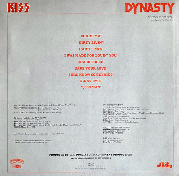 Kiss : Dynasty (LP, Album, Red)