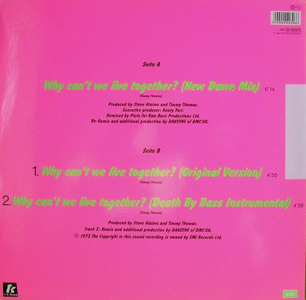 Timmy Thomas : Why Can't We Live Together? (Re-Remix) (12", Maxi)
