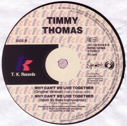 Timmy Thomas : Why Can't We Live Together? (Re-Remix) (12", Maxi)