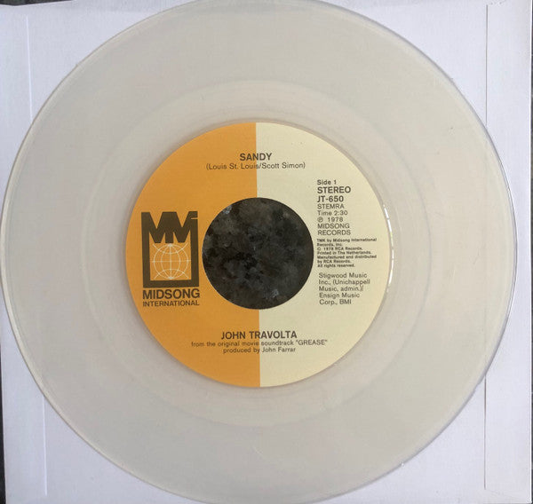 John Travolta : Sandy (7", Ltd, Tra)
