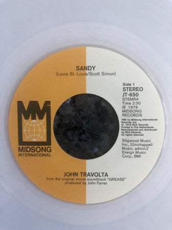 John Travolta : Sandy (7", Ltd, Tra)