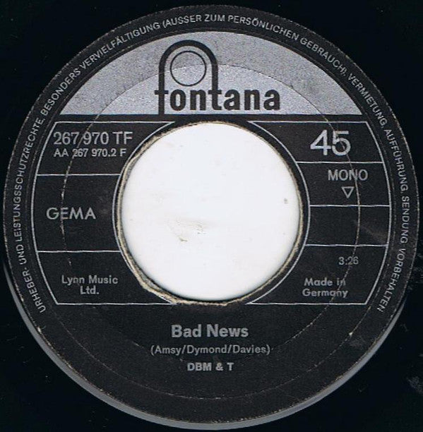 Dozy, Beaky, Mick & Tich : Tonight Today / Bad News (7", Single, Mono)