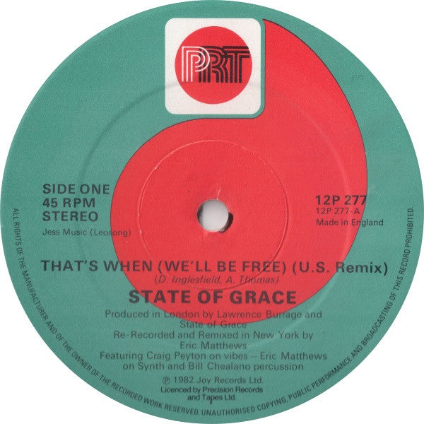 State Of Grace (3) : That's When (We'll Be Free) (U.S. Remix) (12")