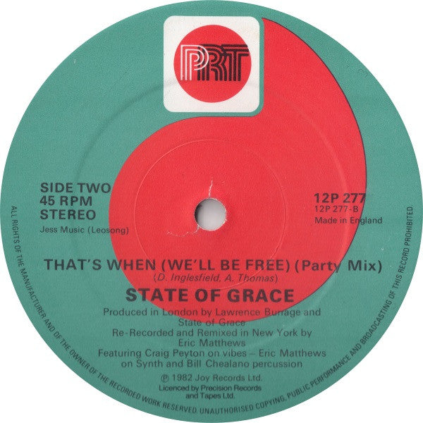 State Of Grace (3) : That's When (We'll Be Free) (U.S. Remix) (12")