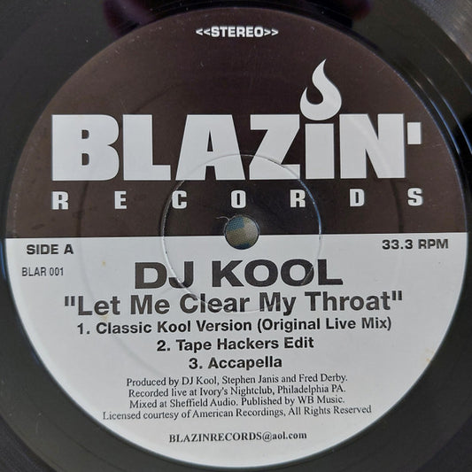 DJ Kool : Let Me Clear My Throat / I Got Dat Feelin' (12")