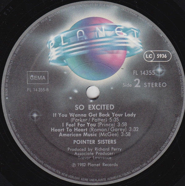 Pointer Sisters : So Excited! (LP, Album)