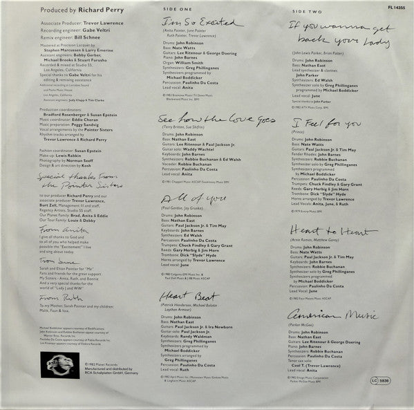 Pointer Sisters : So Excited! (LP, Album)