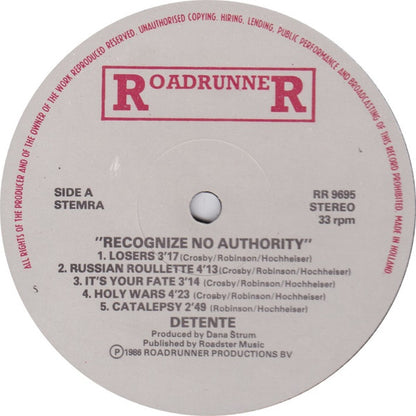 Détente : Recognize No Authority (LP, Album)