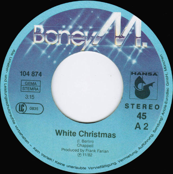 Boney M. : Zion's Daughter / White Christmas (7", Single)