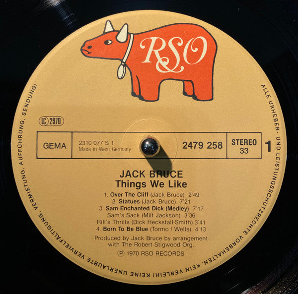 Jack Bruce With John McLaughlin, Dick Heckstall-Smith, Jon Hiseman : Things We Like (LP, Album, RE)