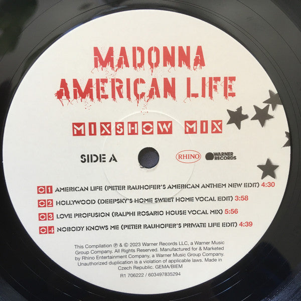 Madonna : American Life Mixshow Mix (Honoring Peter Rauhofer) (12", EP, RSD, Ltd, 20t)