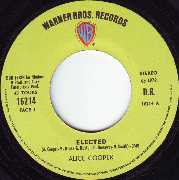 Alice Cooper : Elected! (7", Single)