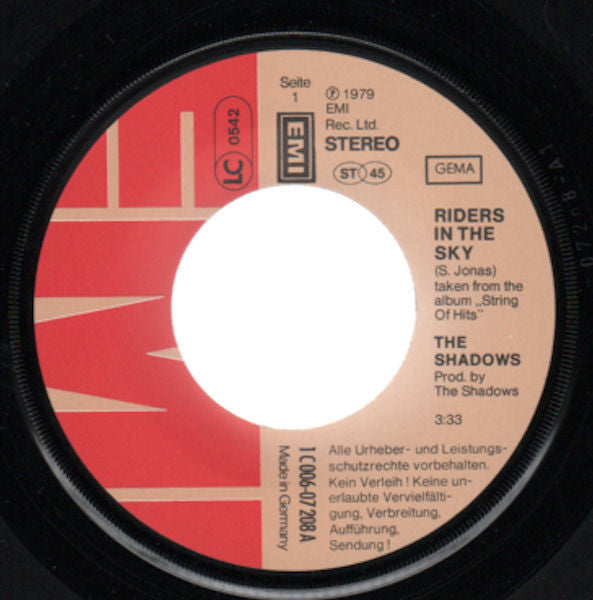 The Shadows : Riders In The Sky (7", Single)
