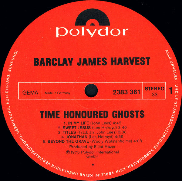 Barclay James Harvest : Time Honoured Ghosts (LP, Album)