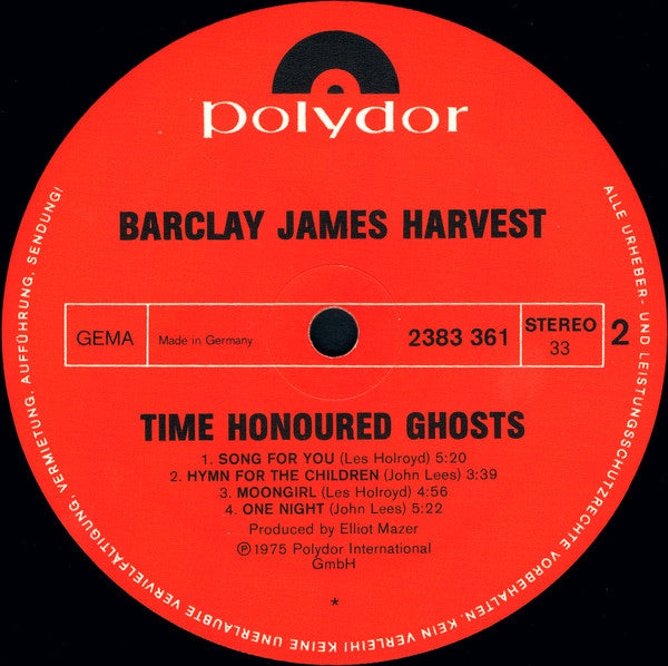 Barclay James Harvest : Time Honoured Ghosts (LP, Album)
