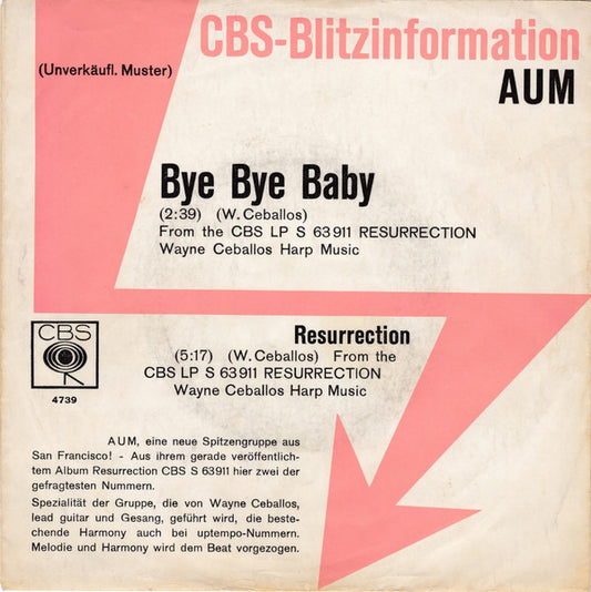 Aum (2) : Bye Bye Baby / Resurrection (7", Single, Promo)
